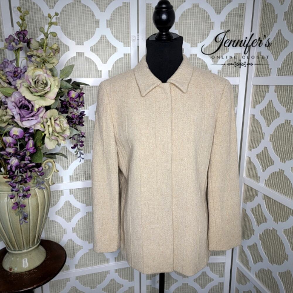 Anne Klein 2 Tan Wool Blend Snap Closure Coat Size 12